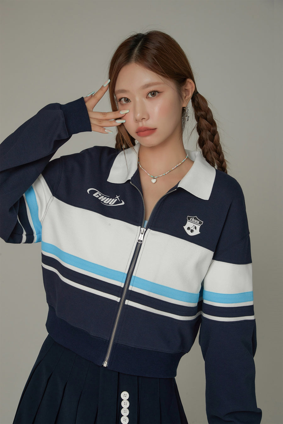 CHUU Logo Sporty Zip-Up Boxy Jacket