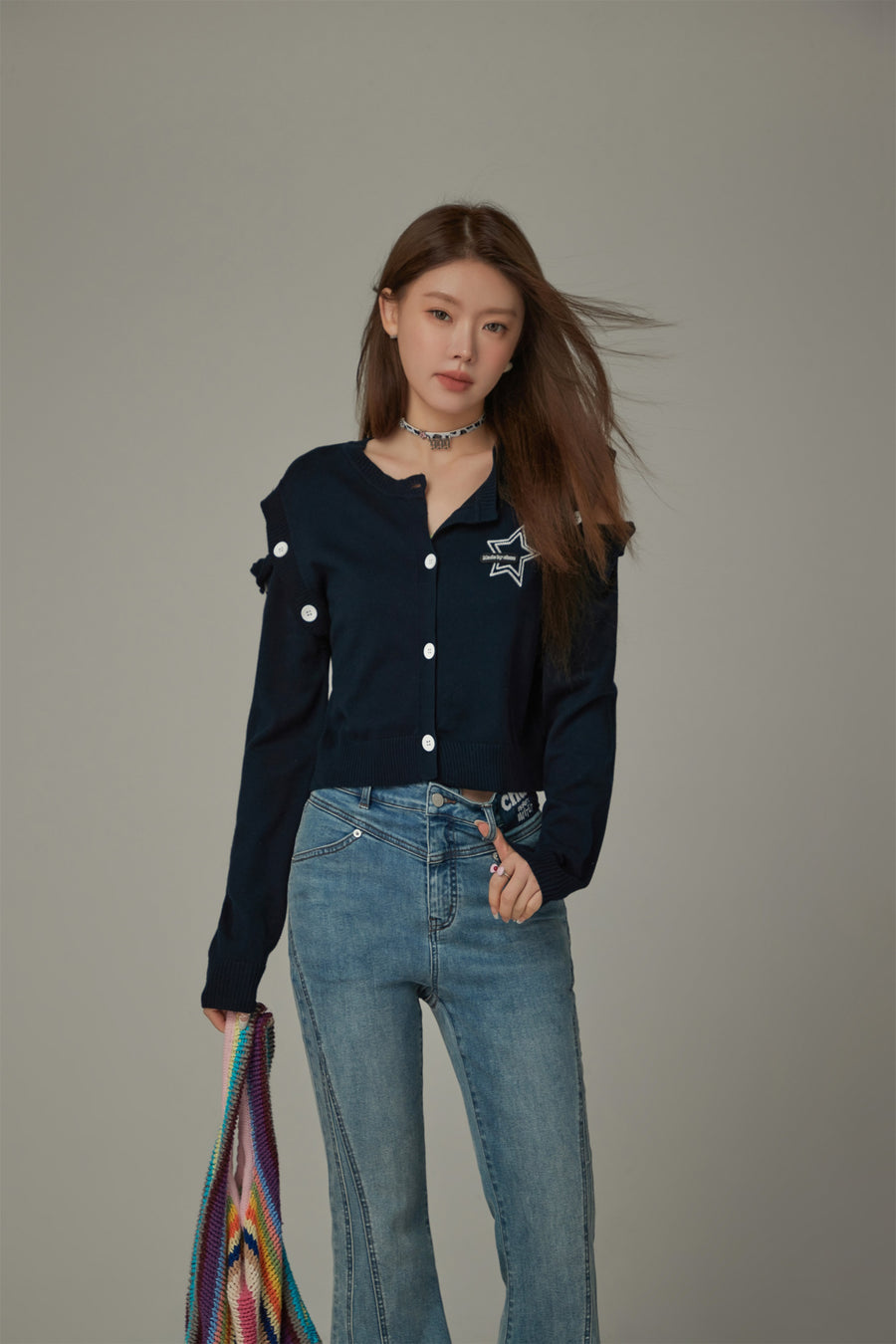 CHUU Two Way Star Button Cardigan