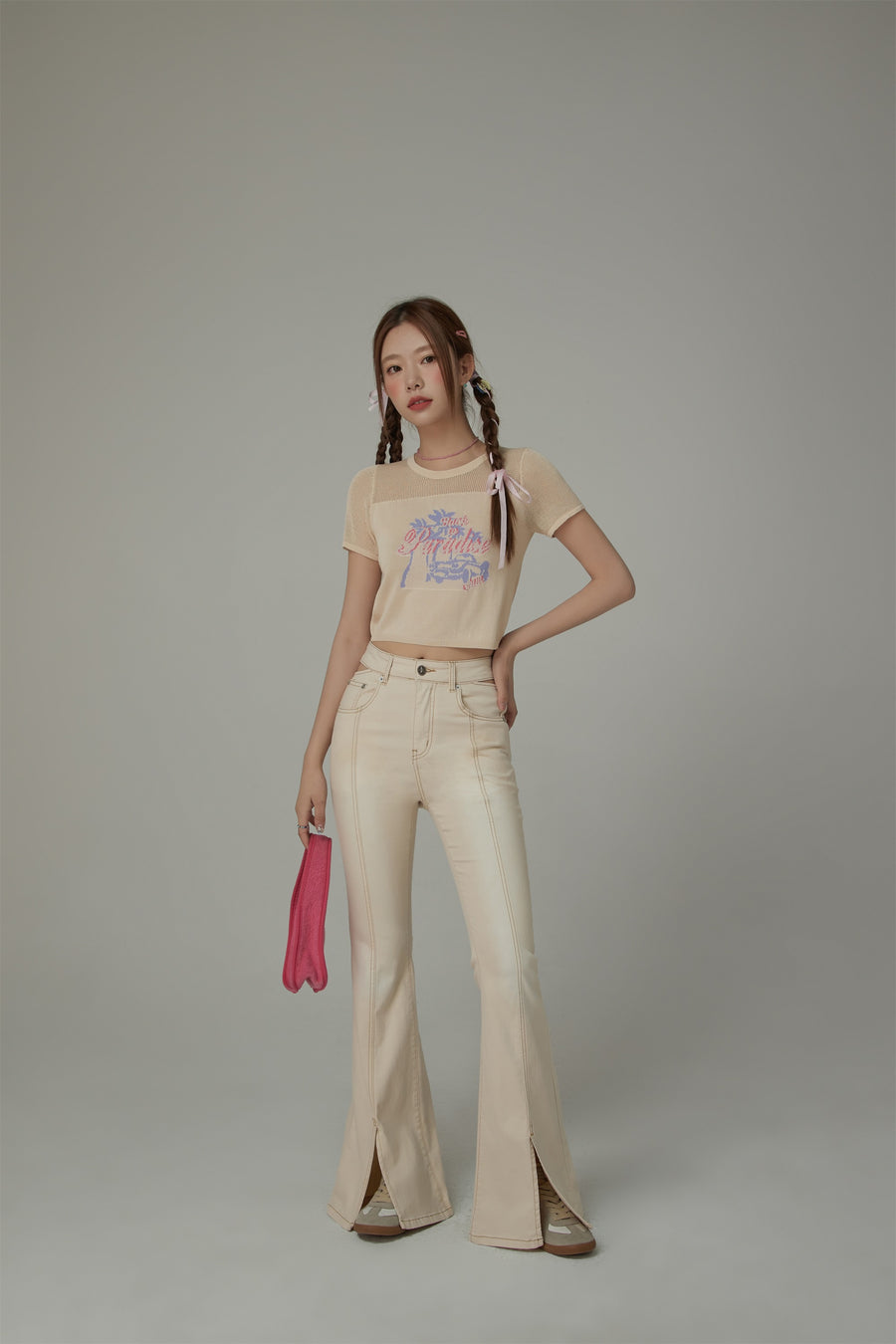 CHUU Colored Bootcut Slit Denim Jeans