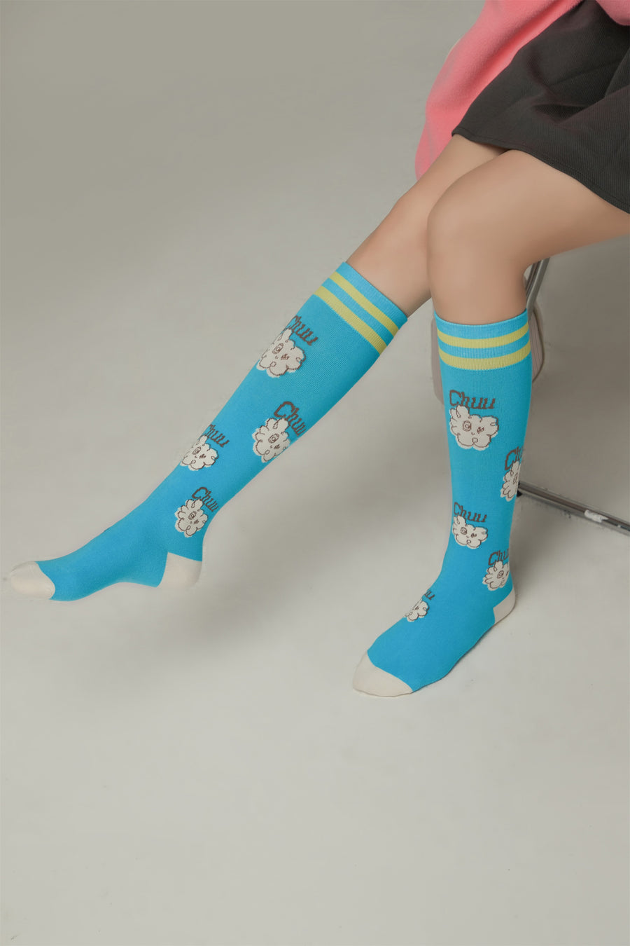 CHUU Logo Character Knee Socks