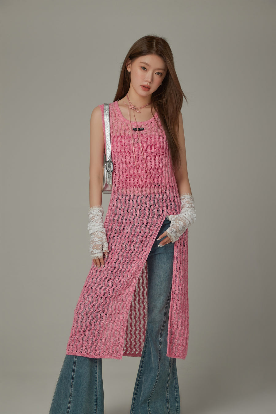 CHUU Slit Knit Long Top