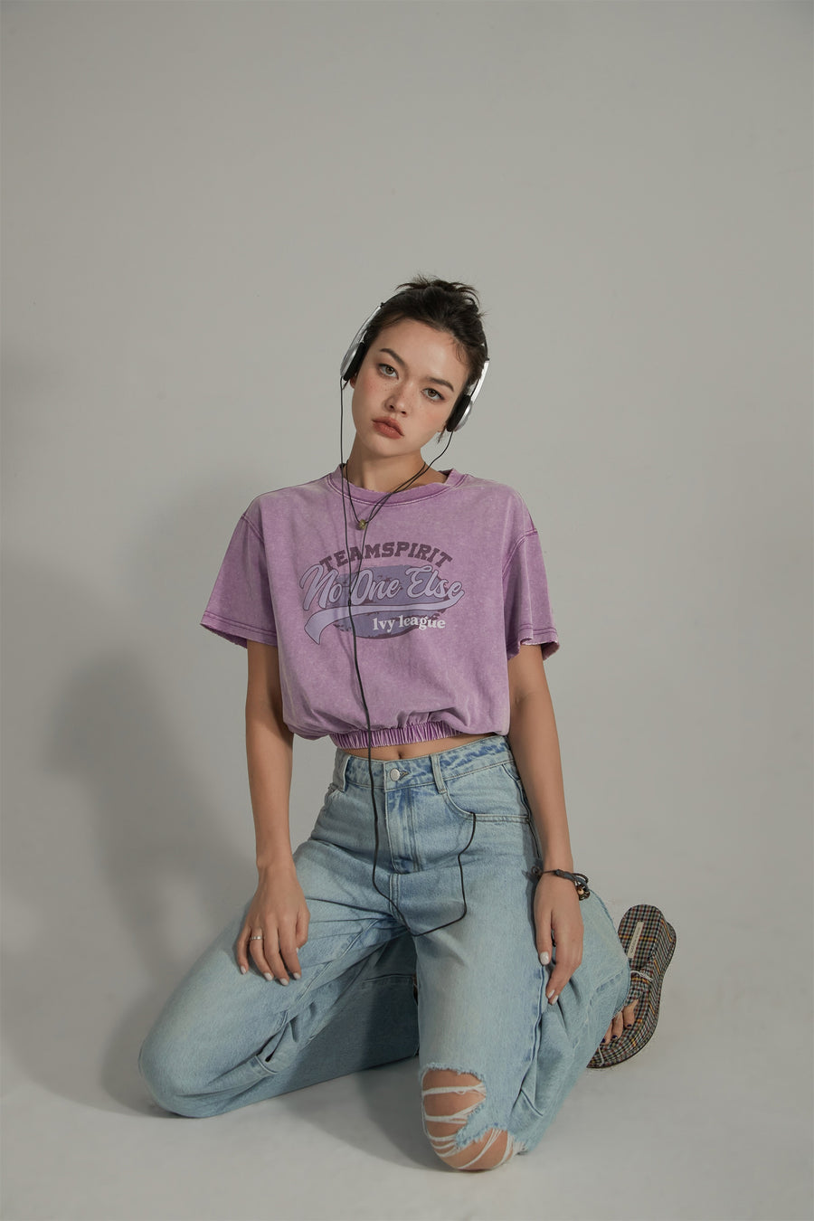 CHUU Team Spirit Printed Cropped Sporty Top