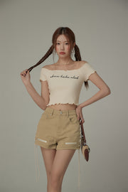 Chuu Babe Club Ruffled Off-The-Shoulder T-Shirt