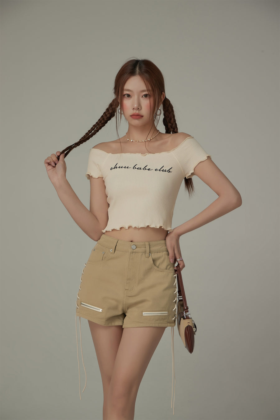 CHUU Chuu Babe Club Ruffled Off-The-Shoulder T-Shirt