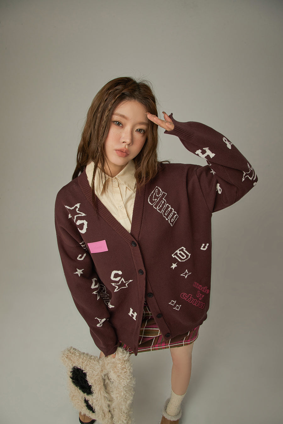 CHUU Icons Varsity V-Neck Knit Cardigan