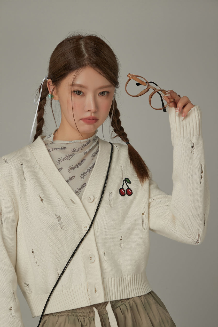 CHUU Cherry Crop Cardigan