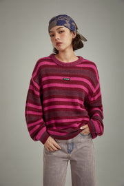 Back Slit Striped Knit Sweater