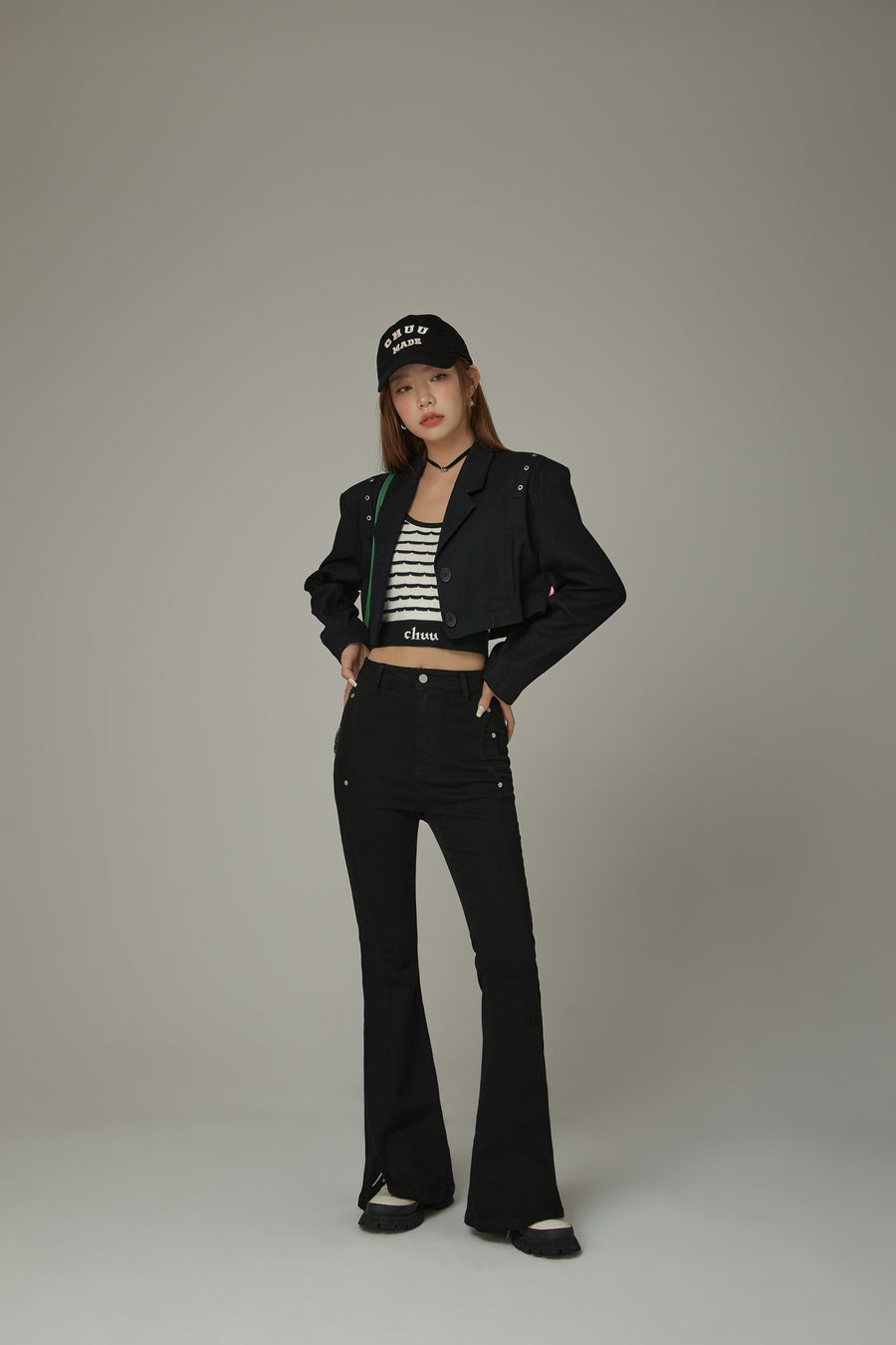 CHUU Slit Bootcut Denim Jeans