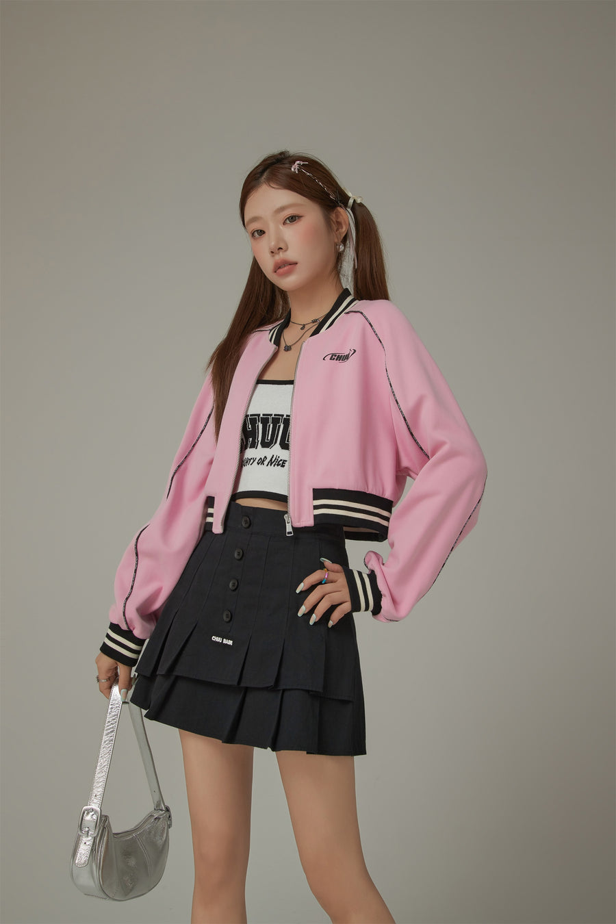 CHUU Varsity Color Sporty Cropped Jacket