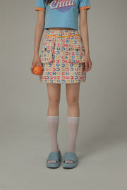 Chuu Logo Color Pattern Pocket Mini Skirt