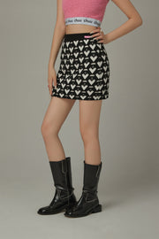 Heart Pattern Mini Skirt