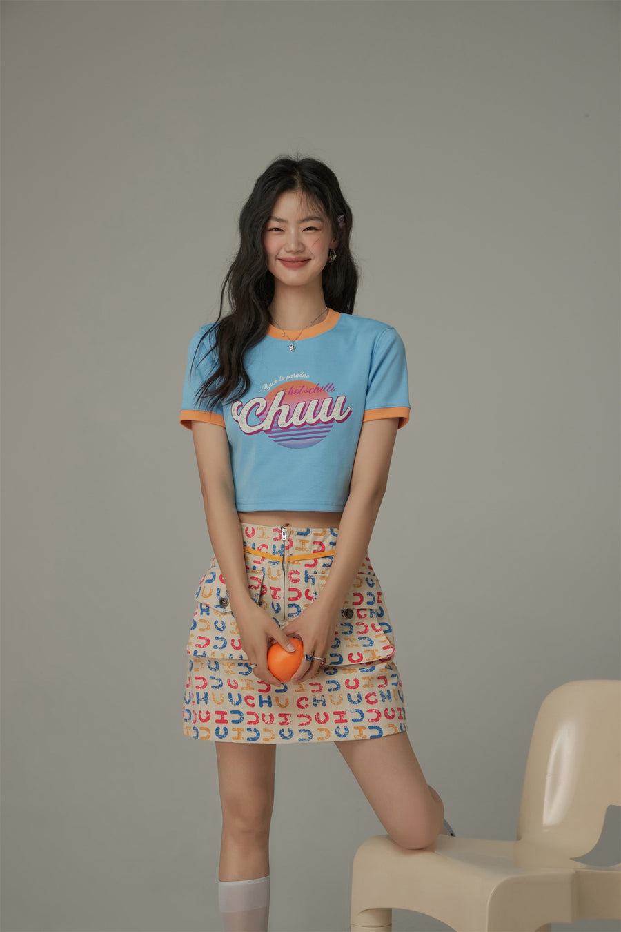 CHUU Color Combination Hot And Chill Line T-Shirt