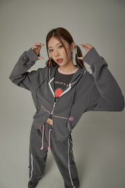 Loose Fit Hooded Zip-Up