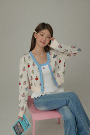 Cherry Hearts Knit Button Cardigan