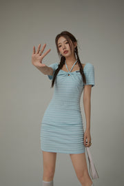 Halter Neck Shirred Slim Dress