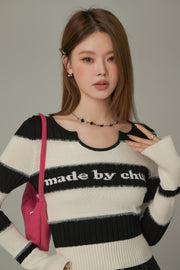 Logo Color Stripe Knit Sweater