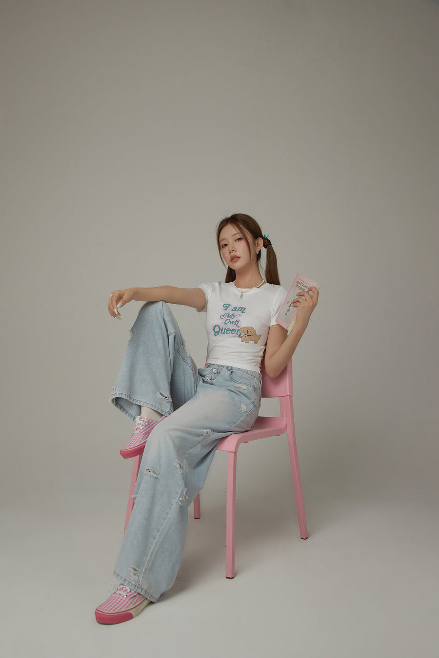 CHUU Multi-Button Ripped Wide Jeans