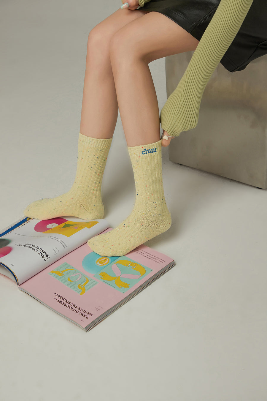 CHUU Colored Ribbed High Socks