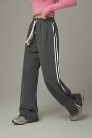 Elastic Waist Wide Sporty Pants