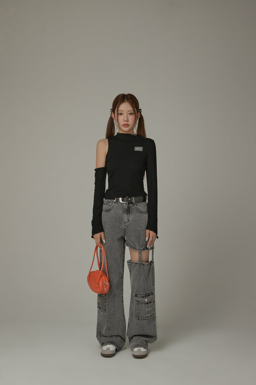 CHUU One Shoulder Slim Long Sleeve Top