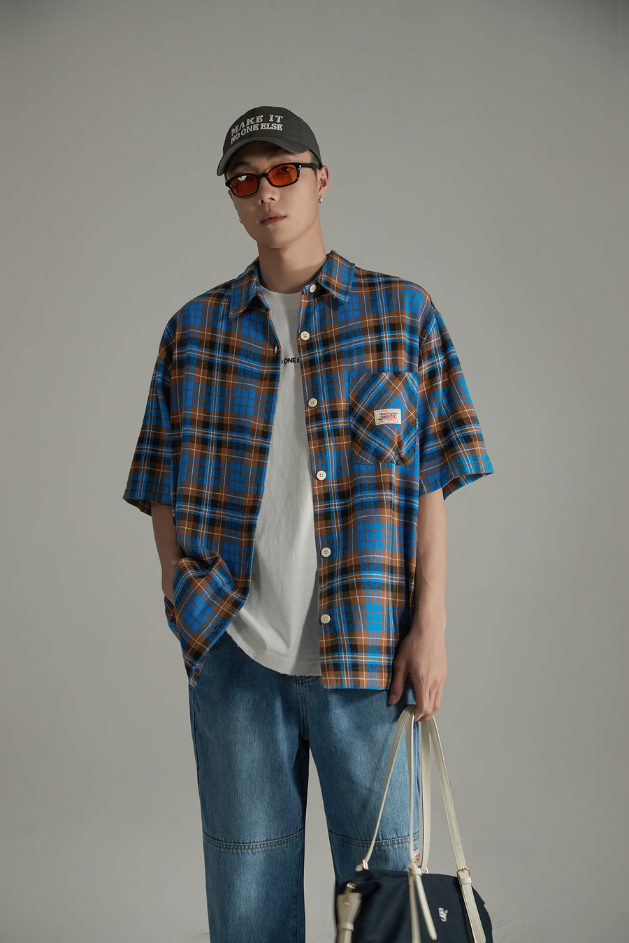 CHUU Check Loose-Fitting Short Sleeve Shirt