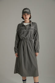 Half Zip-Up Elastic Long Dress
