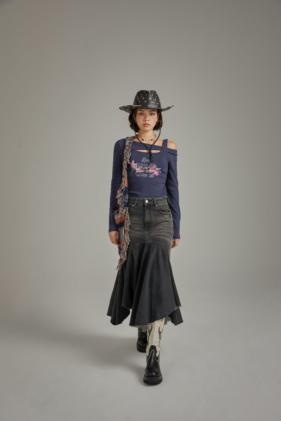 CHUU Denim Long Mermaid Skirt