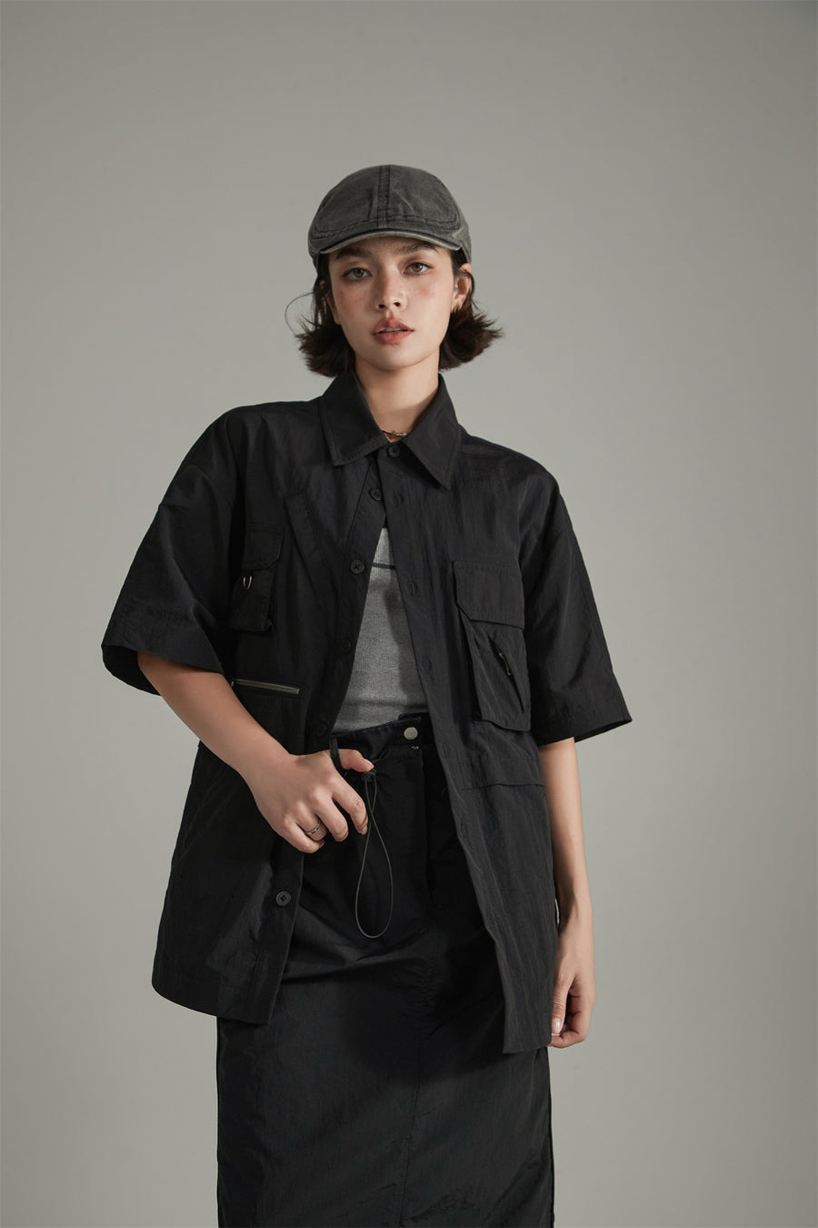 CHUU Pocket Boxy Button Shirt