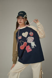 Cute Item Printed Color Raglan T-Shirt