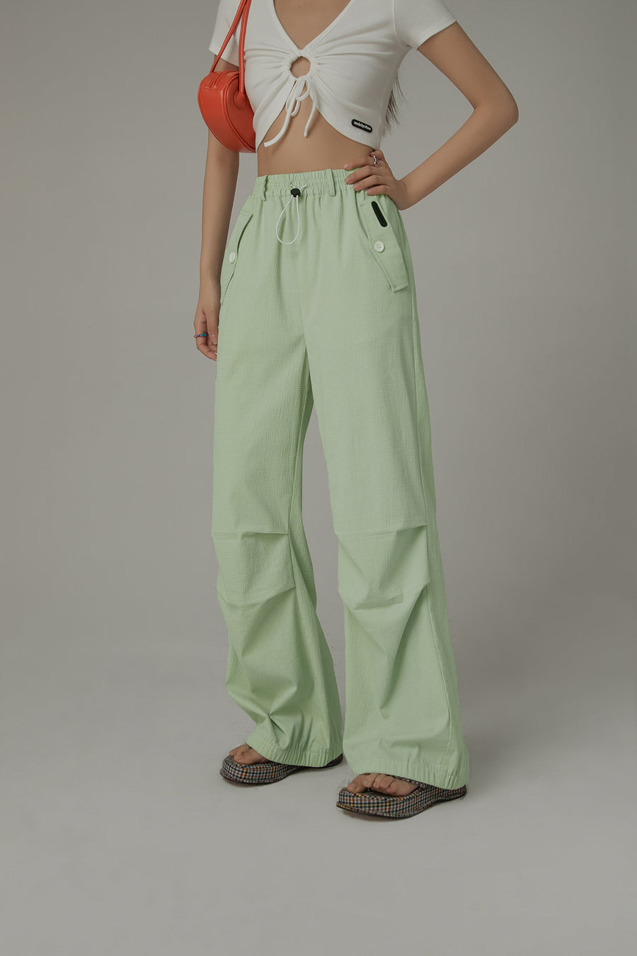 CHUU Casual High Waist Drawstring Wide Pants