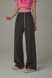 Side Slit String Casual Wide Pants