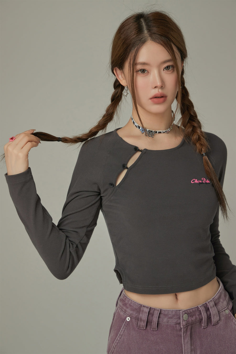 CHUU Button Long Sleeve T-Shirt