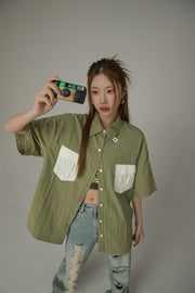 Multi-Pocket Short Sleeve Shirt Jacket