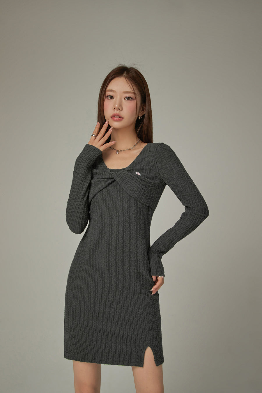 CHUU Cherry Twisted Mini Dress