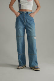 Colored Straight Wide Denim Pants