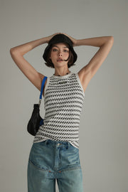 Color Contrast Trendy Slim Sleeveless Top