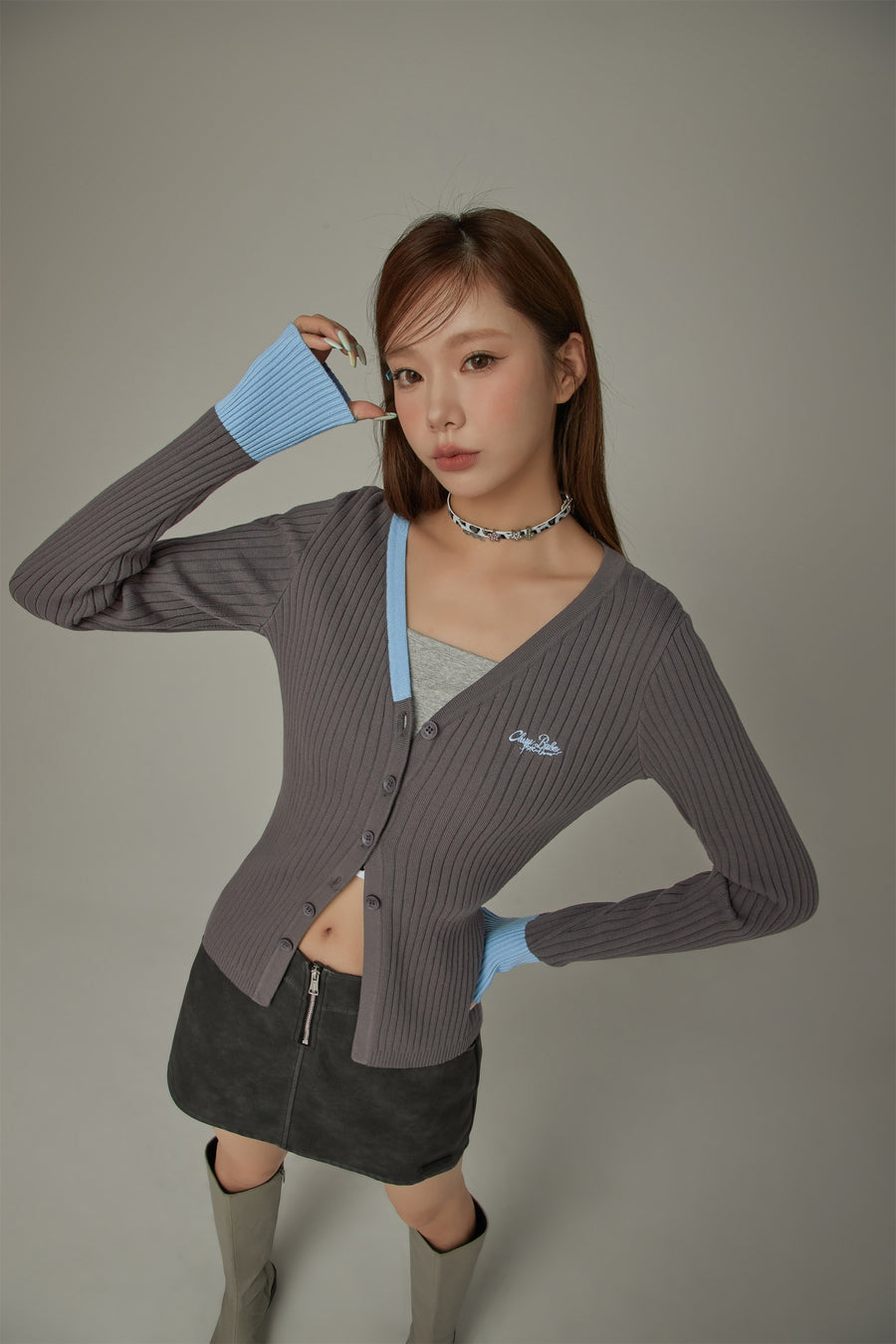 CHUU Ribbed Button Knit Cardigan