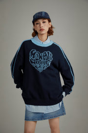 Heart Lettering Knit Sweatshirt