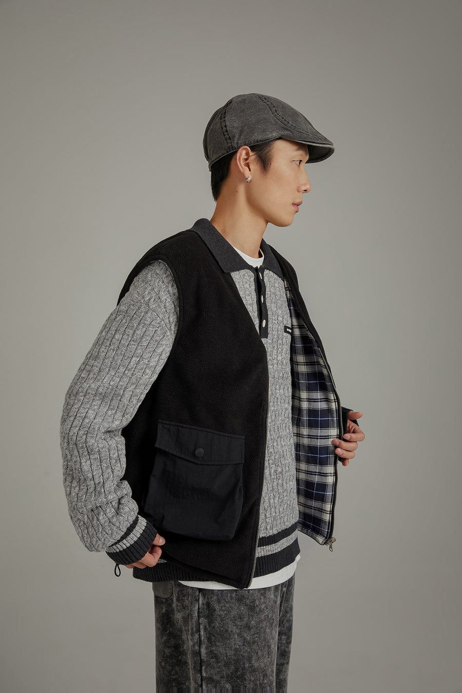 CHUU Reversible Padded Zipper Vest