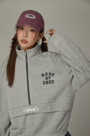 Logo Half Zip Up Simple Sweatshirt