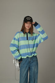 Polo Neck Stripe Sweatshirt