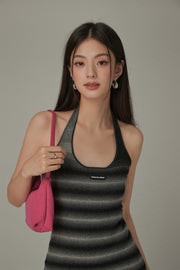 Halter Neck Striped Slim Dress