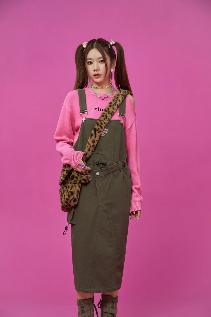 CHUU Pocket Overalls Dress