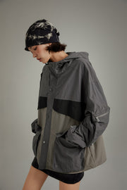 Pocket Color Simple Hooded Jacket