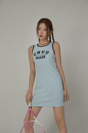 Fall In Love With Chuu Color Lined Sleeveless Mini T-Shirt Dress