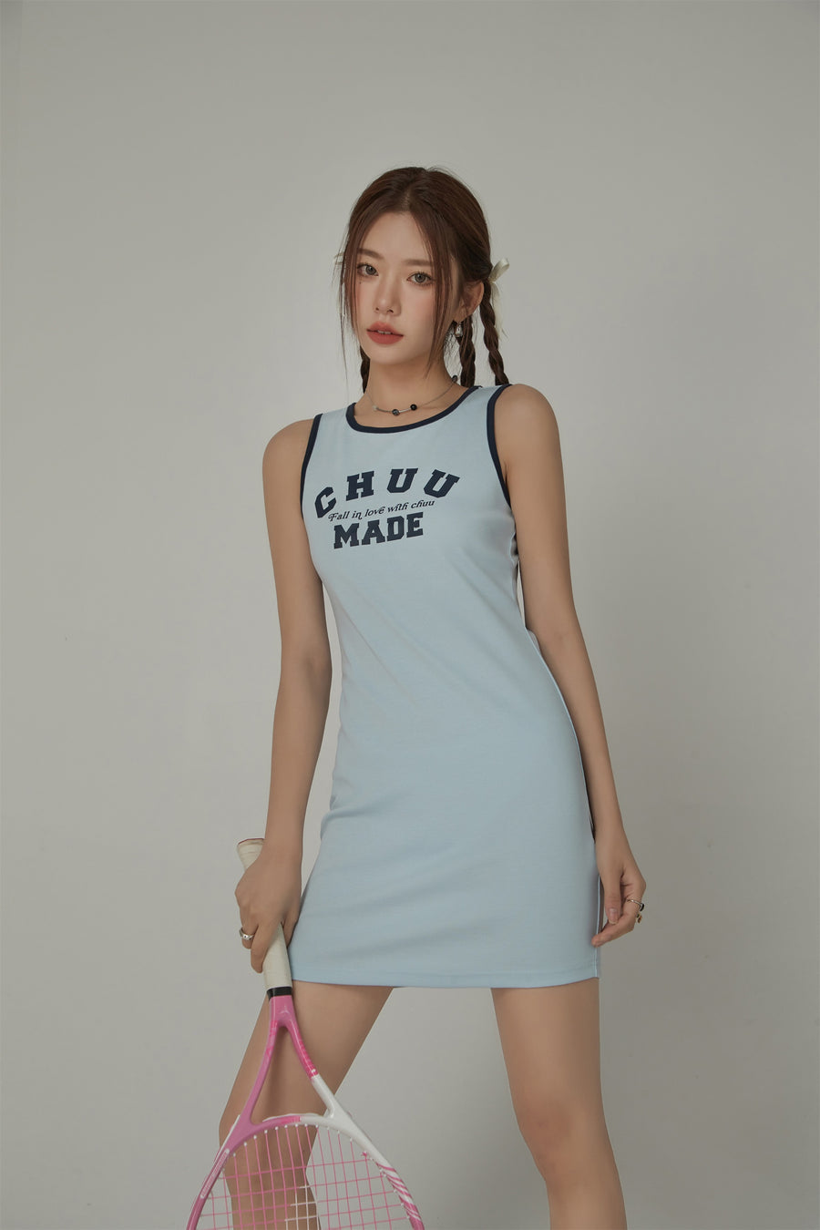 CHUU Fall In Love With Chuu Color Lined Sleeveless Mini T-Shirt Dress