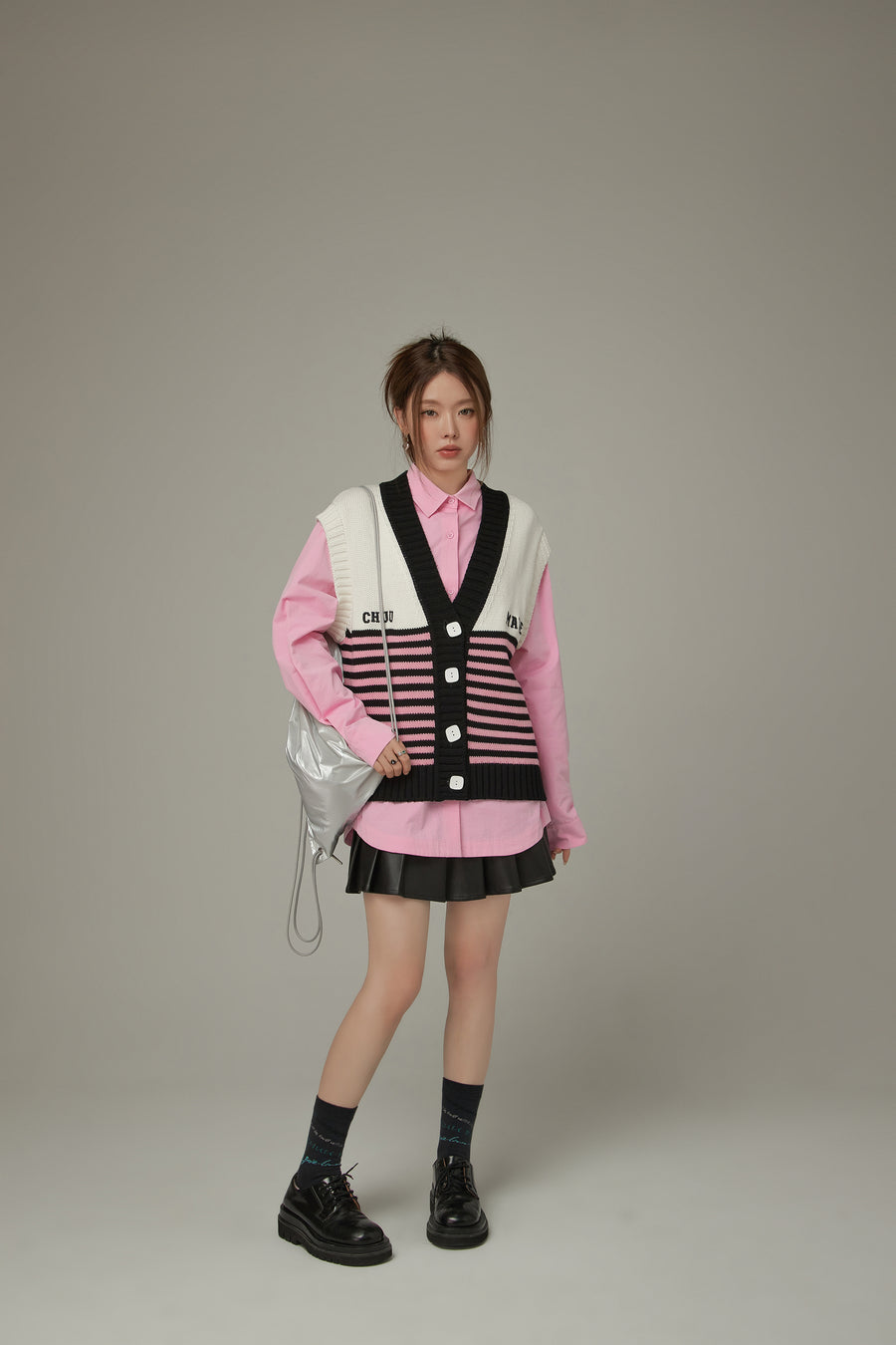 CHUU Multi Color Stripe Sleeveless Knit Vest