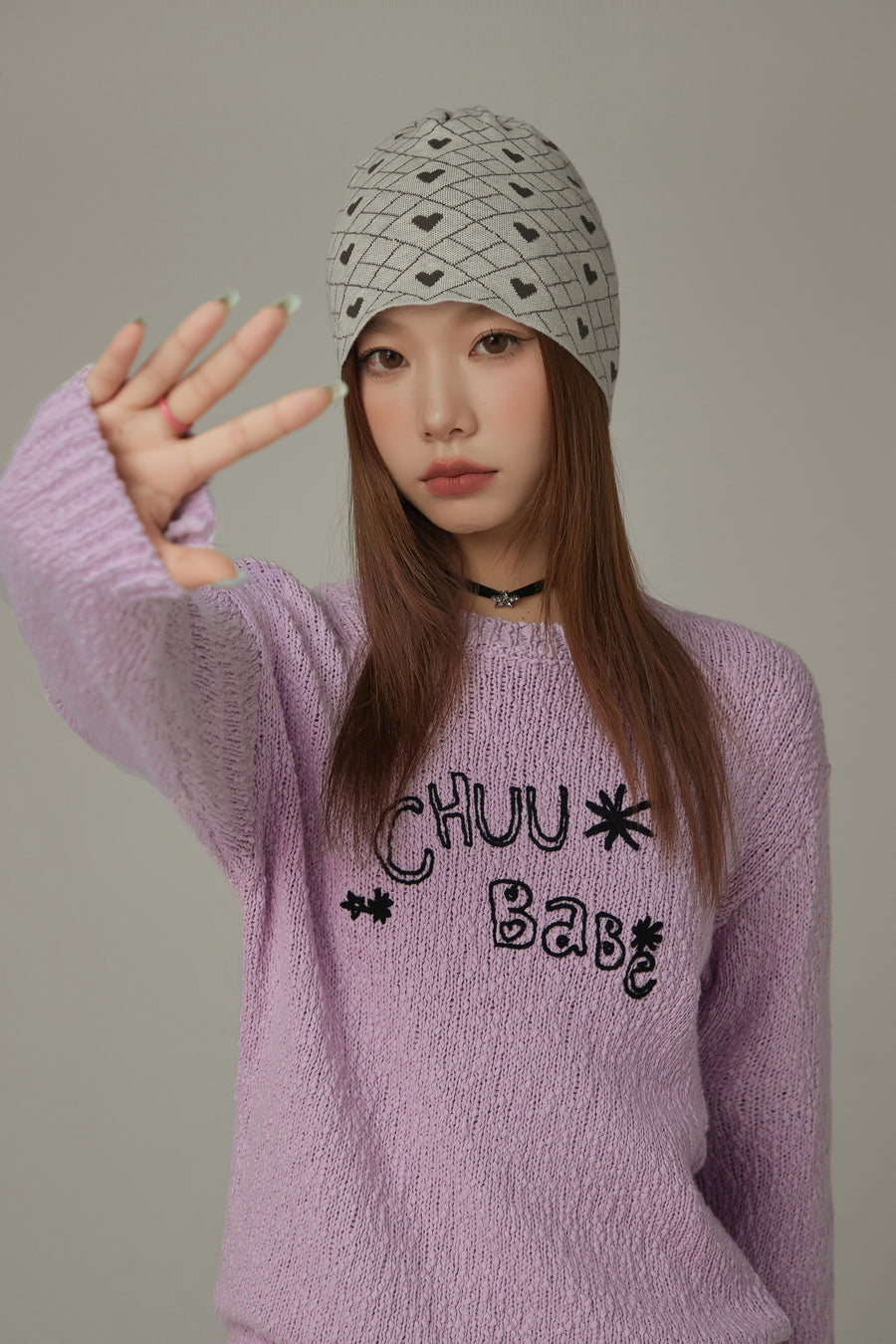 CHUU Argyle Heart Beanie