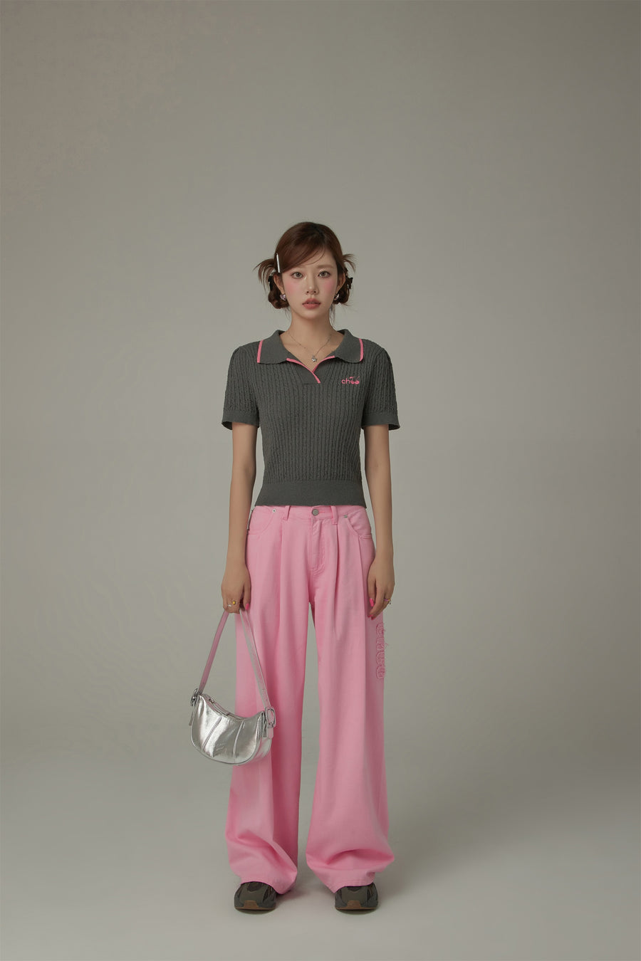 CHUU Logo Long Wide Baggy Color Pants