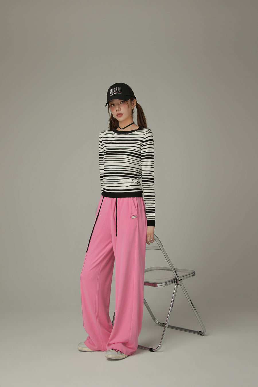 CHUU Slim Stripe Knit Top